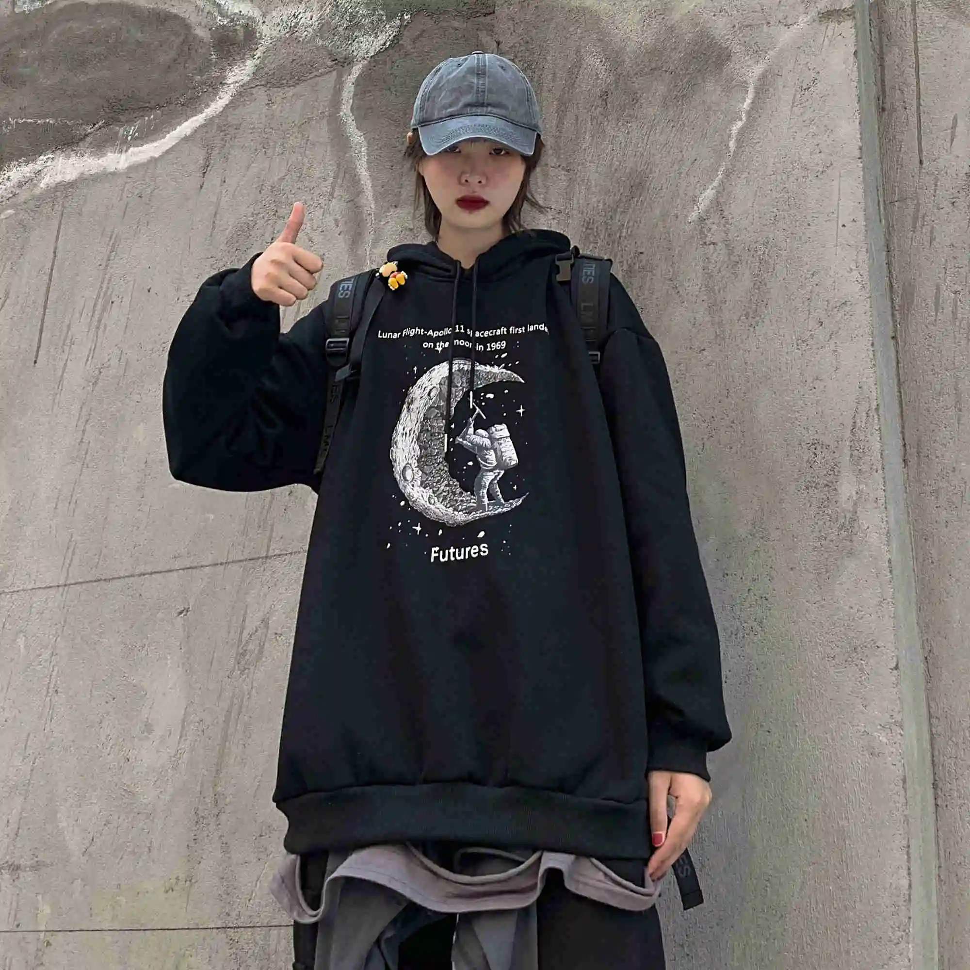 Streetwear Harajuku Hoodie Y2K Tops Girls Retro Gothic Oversized Hood Punk Anime Print Clothes Hip-Hop High Street Sweatshirts