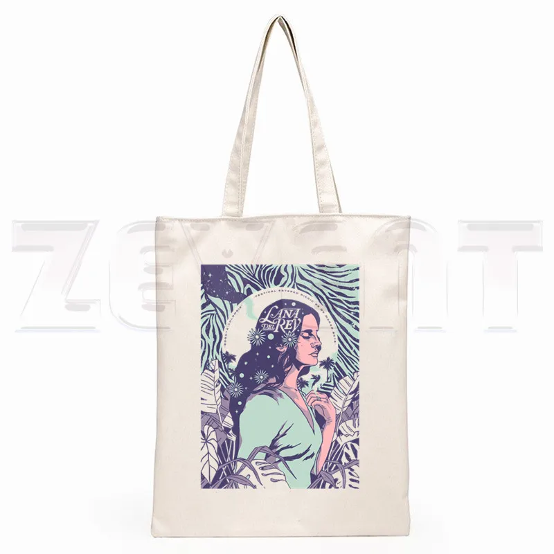 Lana Del Rey Printed Graphic Hipster Cartoon Print Shopping Bags Girls Fashion Casual Pacakge Hand Bag