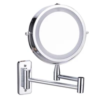 Wall Mounted Folding Arm Extend Bathroom Mirror With LED Light 10X Magnification Double Side Touch Dimming Makeup Mirrors 1