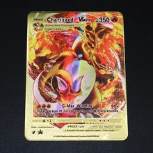 

New Pokemon Gold Card Metal Kapikachu Fire-breathing Dragon Gold Limited Edition Card Game Cartoon Collection Children's Toys