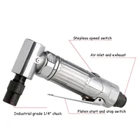 1/4 Inch Pneumatic Tools Right Angle Pneumatic Engraving Machine Polisher Air Mill Grinder for Metal Processing 20000rpm 2