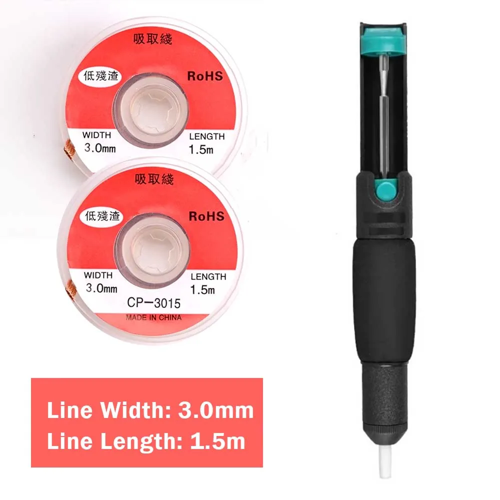 Powerful Solder Sucker Desoldering Vacuum Pump Soldering Iron Desolder Gun with 2pcs Tin Braid