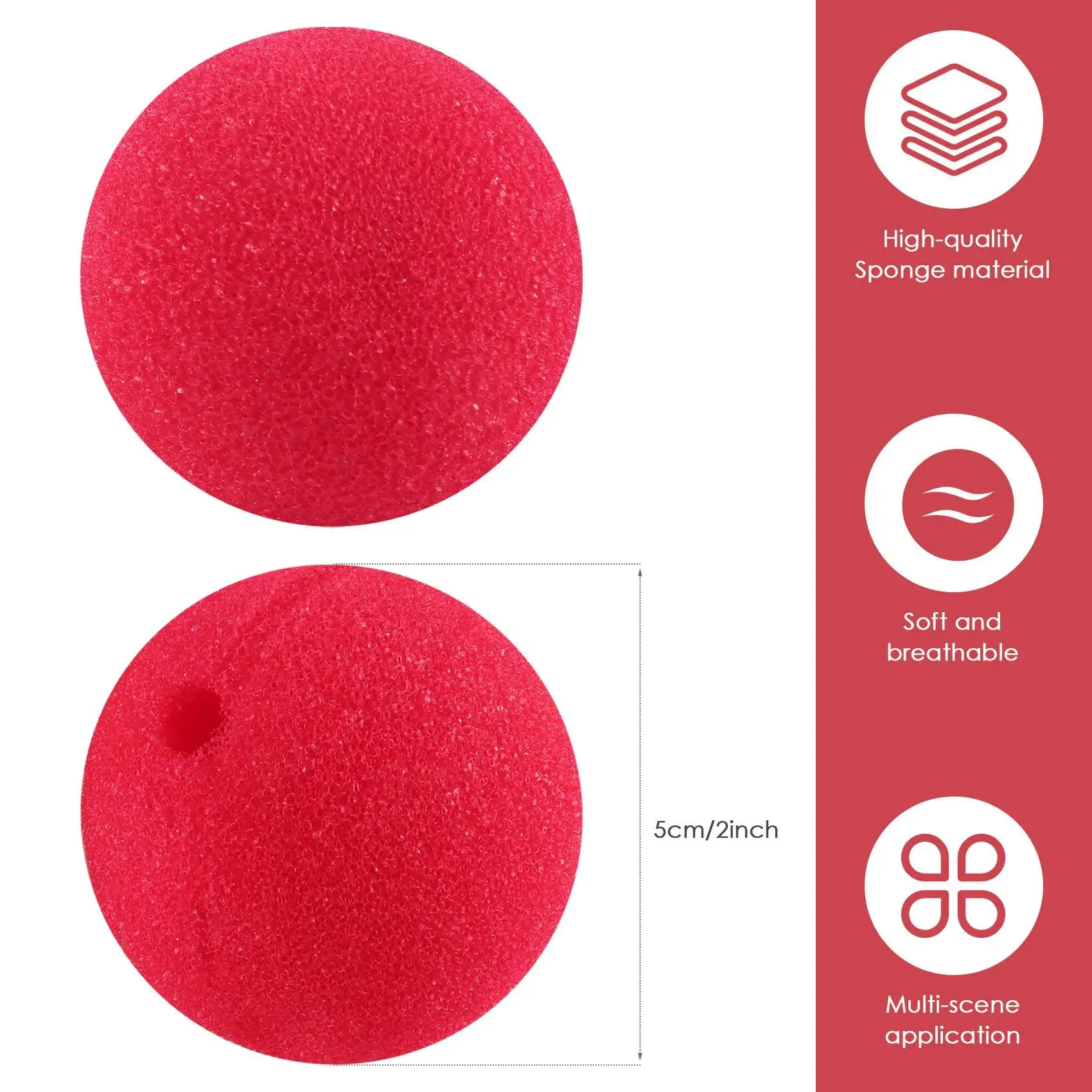 10-100PCS Roter Schwamm Ball Clown Nase Halloween Karneval Party Clown Zirkus Prop Cosplay Kostüm Make-Up Dekoration für kind Erwachsene – Detail 9