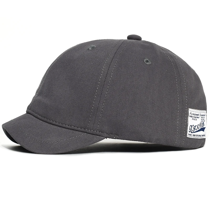 Short Brim Cotton Baseball Cap Men Women Casual Vintage Dad Hat Adjustable Trucker Style Low Profile Caps Nylon Fastener Tape 3