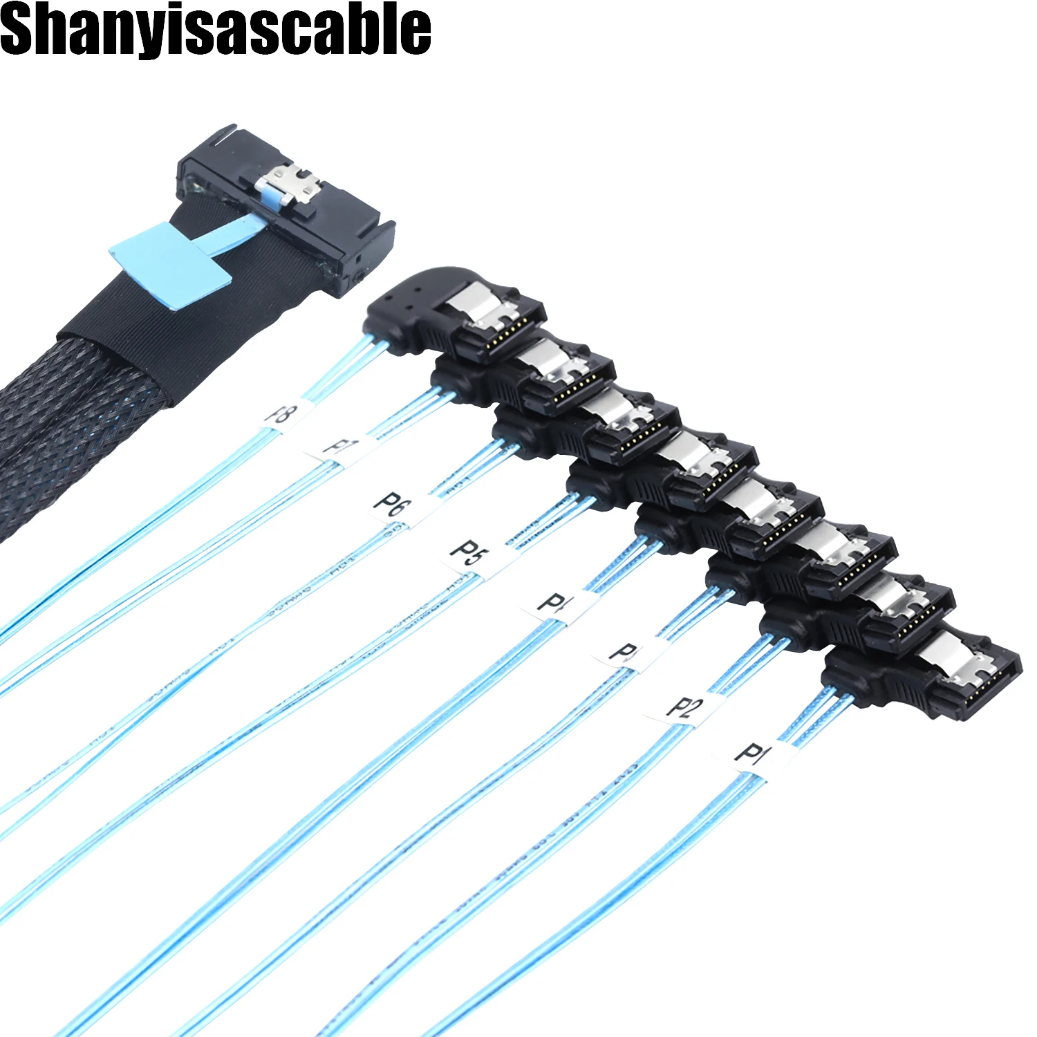 0.8M MCIO 74P 8X 8I SAS SFF-8654 8i PCI-E Ultraport Slimline 5.0 to 8X SATA 7P right angle female Cable
