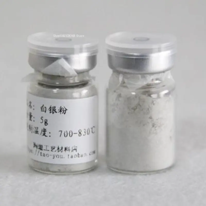 750&deg;-830&deg; Ceramic Glaze On Color Sterling Silver Powder Pigment Color Silver Plated Glaze Pottery Hand-painted Metal Powder