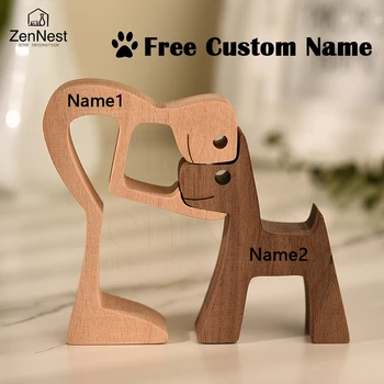 Home Wooden Puppy Puzzle Personalized Name Puzzle Tabletop Carving Model Home Decor Pet Sculpture Christmas Thanksgiving Gift