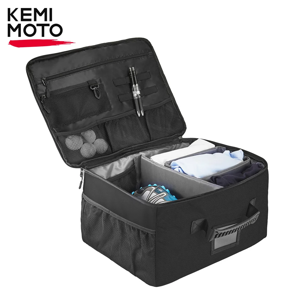 KEMIMOTO Golf Trunk Organizer Collapsible 1680D Waterproof Trunk Organizer  Car SUV Large Storage Space Great Gift Golfers Black