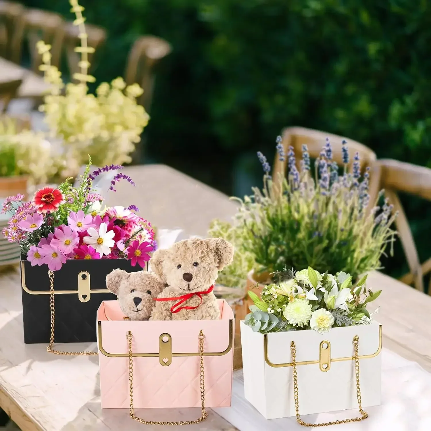 Flower Paper Gift Bags Bouquet Tote Bags Flower Packaging Box Birthday Bouquet Tote Valentine's Day Gift