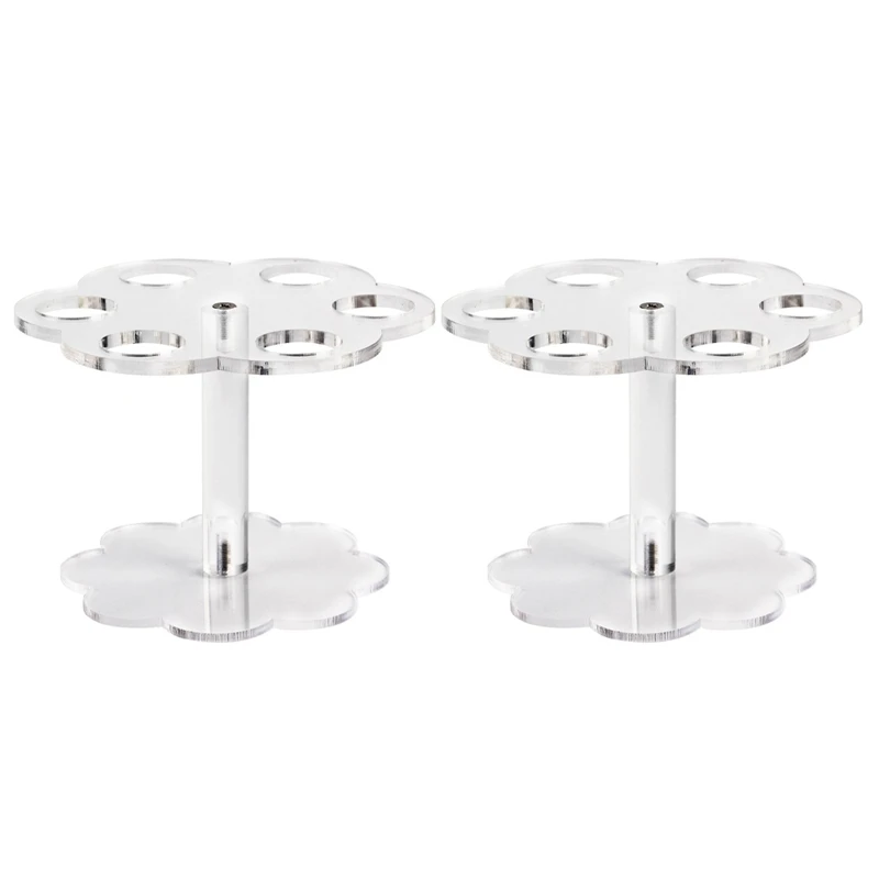 

A50I 2Pcs 6 Holes Acrylic Ice Cream Cone Stand Holder Transparent