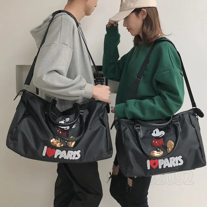 Travel Bags Disney Mickey's Large-capacity Fashion Fitness Luggage Oxford Cloth Men's and Women's Handbags