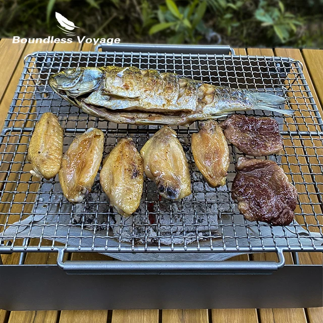 Határtalan Út Hordozható Grill Kemping 2 Táblázat 1 -Ben Titán Hajtogató Tábortűz Kültéri Piknik Hátizsákos Bbq Grillezett Háló - Image 5