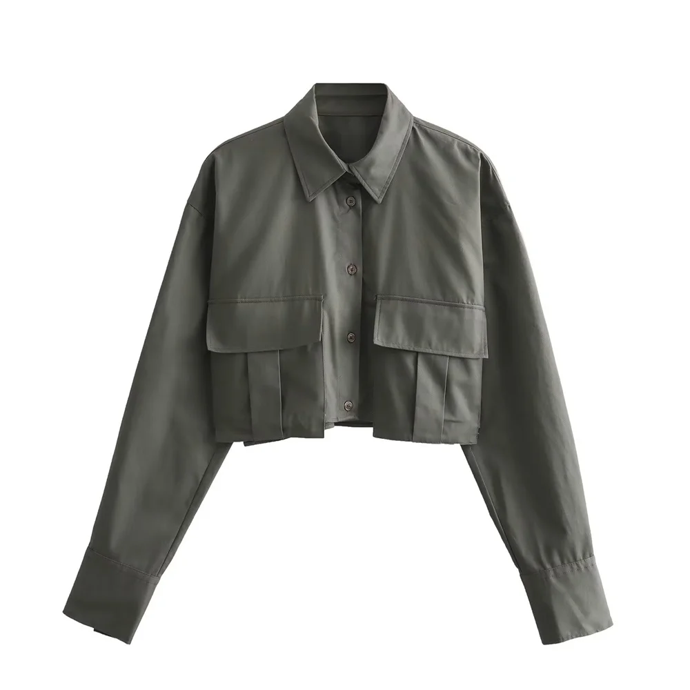 Autumn New Women's Wear Design Sense: A Small Number Polo Neck Loose Windbreaker Fabric Short Shirt 4432029