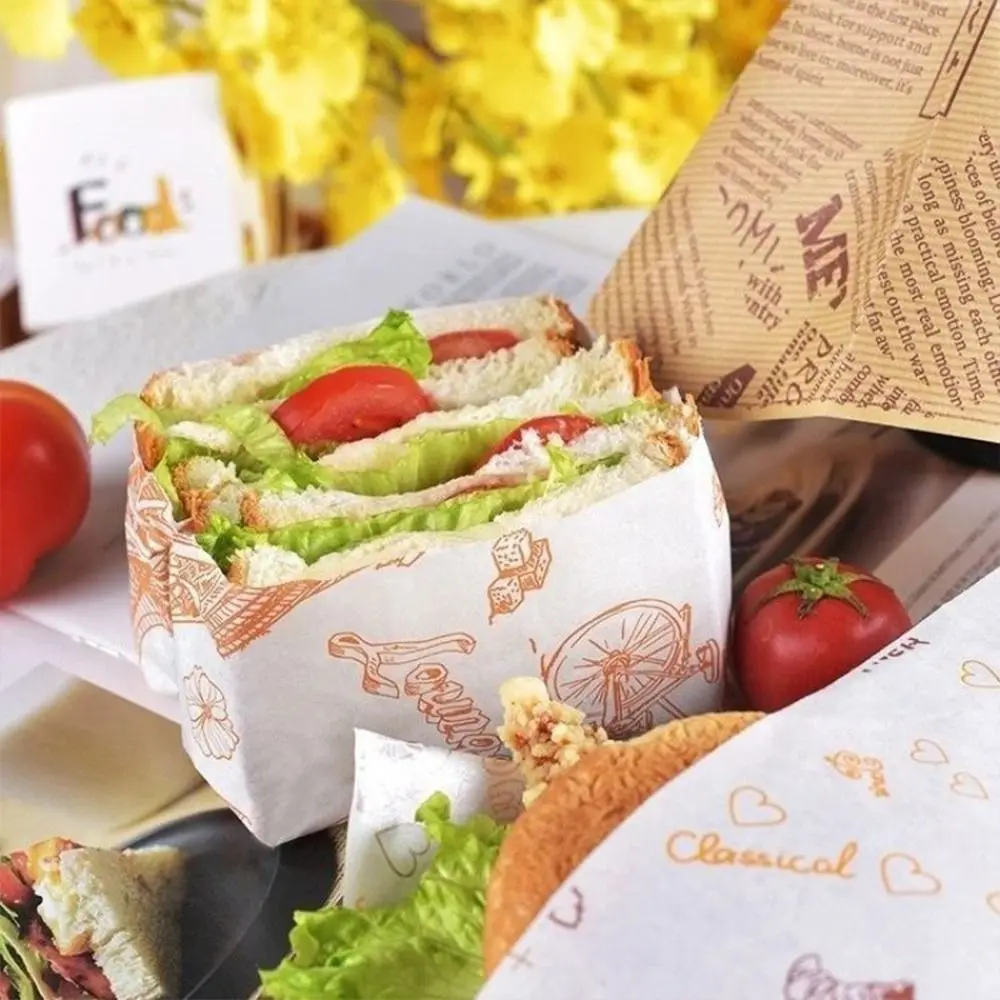 Food Grade Grease Paper Sandwich Wrapping Paper Oil-proof Baking Paper Food Packaging Newspaper Style Bread Oilpaper Baking Tool