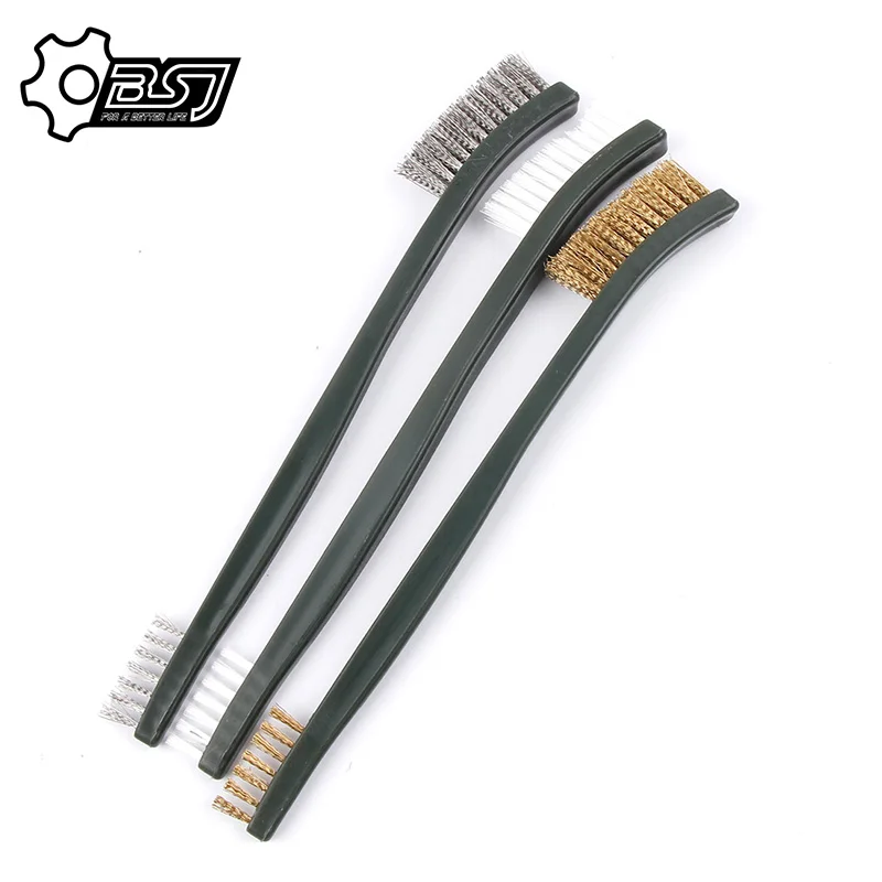 Mini Wire Brush Set Steel Brass Nylon Cleaning Polishing Detail Metal Rust Brush Cleaning Tool 3pcs/lot