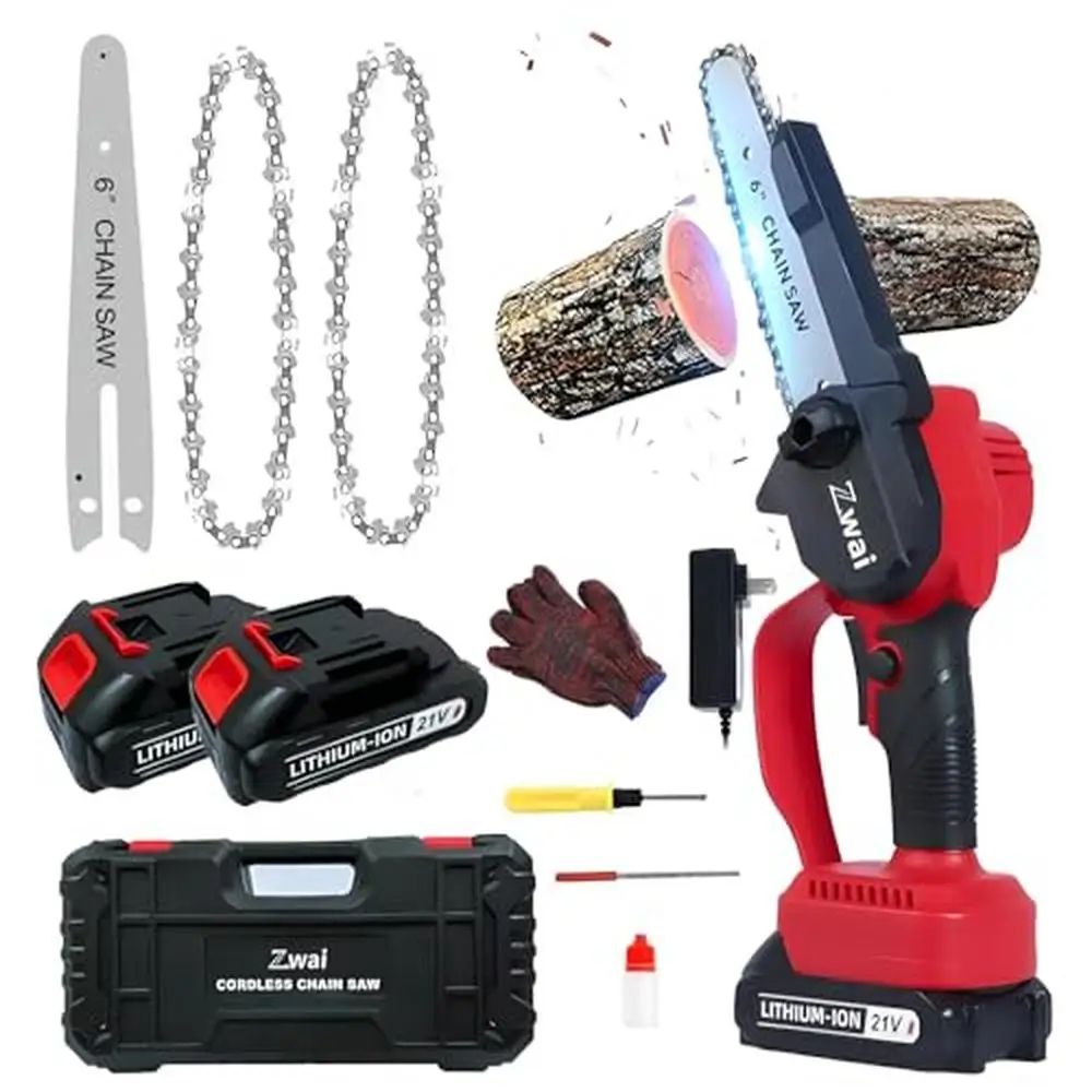 

6-Inch Portable Electric Chainsaw Cordless Pruning Shears Handheld Power Tool Kit Strong Dynamic System Upgraded Copper Wire