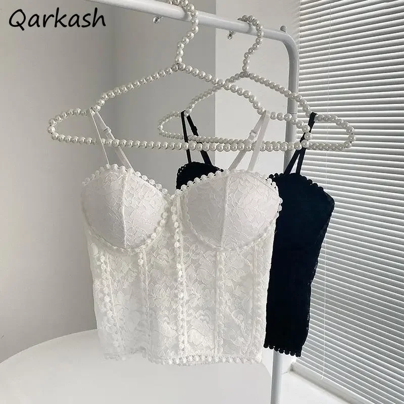 

Укороченные топы Camis женская летняя кружевная облегающая внутренняя Сексуальная универсальная Повседневная шикарная базовая одежда Ulzzang без рукавов Горячая Милая эстетика Новинка