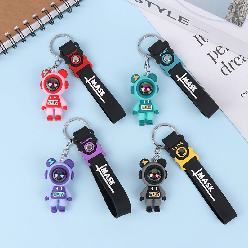 

Cute Astronaut Bear Figure Keychain Lightning Bear Rabbit Couple Keyring Car Key Chain Keyholder Bag Pendant Accessoris Gift