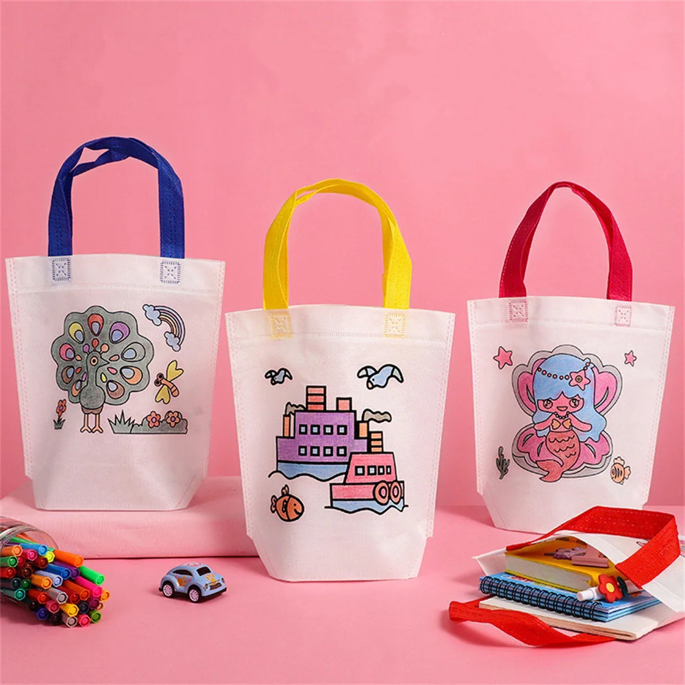 DIY Graffiti Bag with Coloring Marker Carnival Animal Art Party Goodie Bags  for Kids Eco Reusable Mini Non-woven Shopping bag - AliExpress