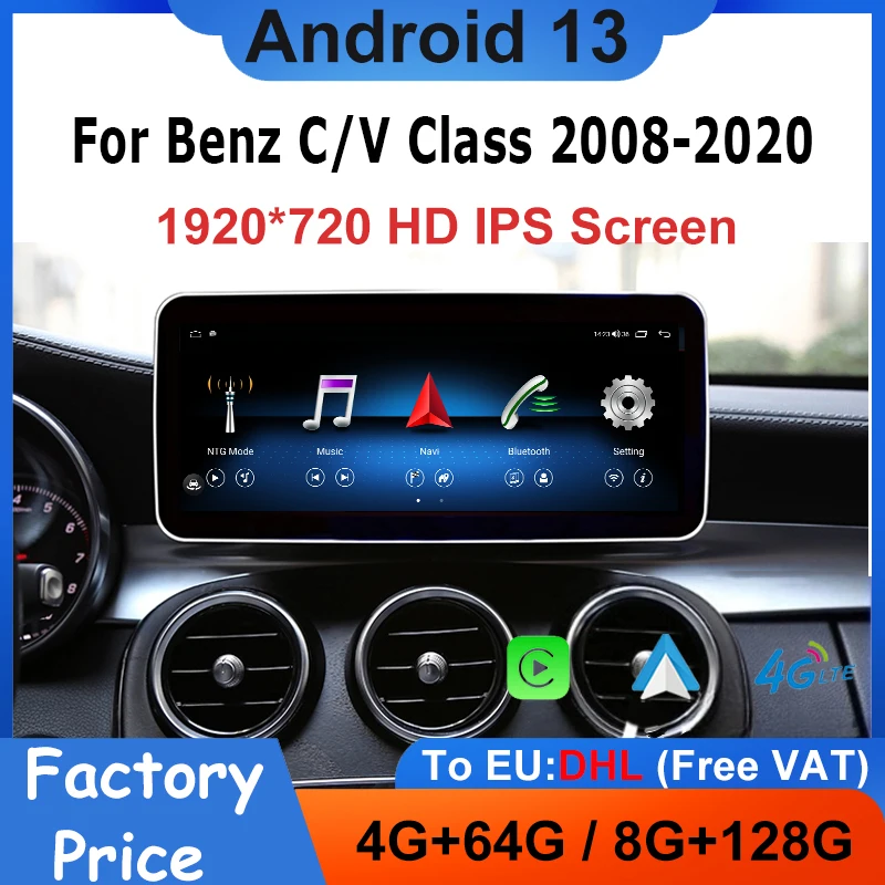 

Android13 Carplay Auto For Mercedes Benz C/V Class W204 W205 GLC X253 W446 Multimedia Video Player 8Core Car Radio Stereo GPS 4G