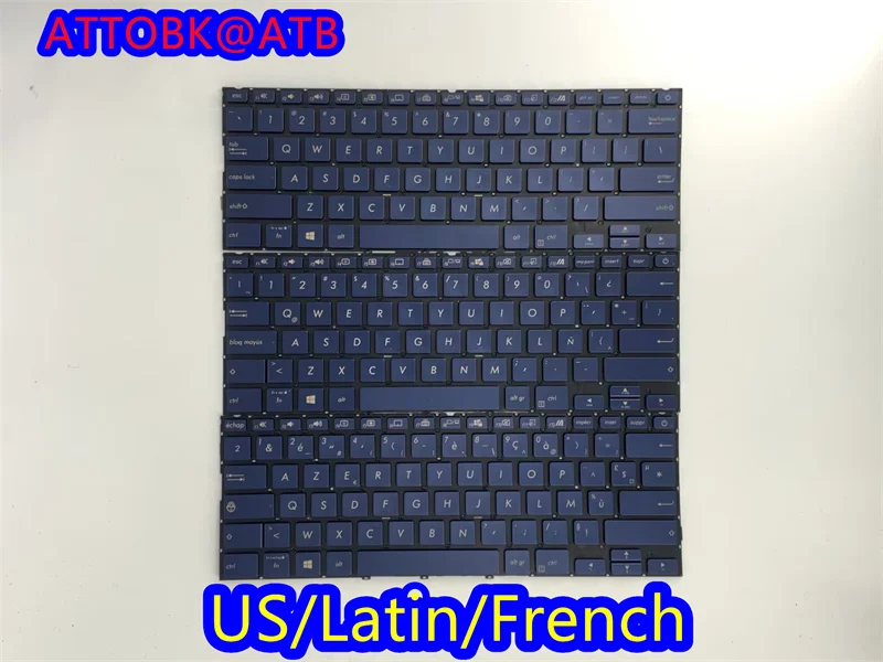 Teclado Portátil Retroiluminado para Asus Zenbook 14 Novo Inglês sp Latim Francês Ux434 Ux434f Ux434fa Ux434fn Ux434fl
