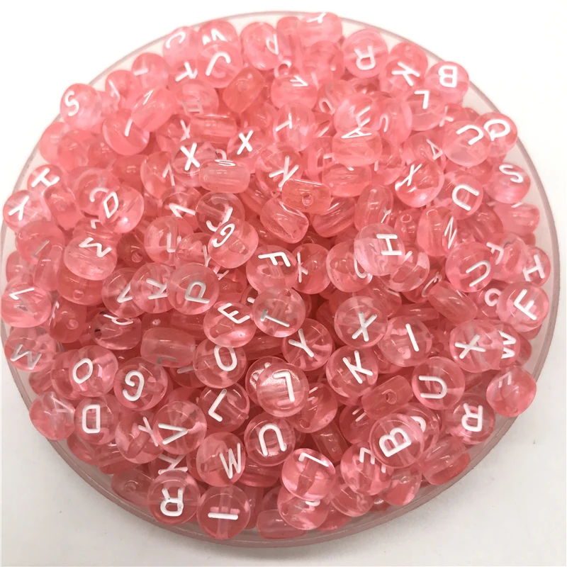 100pcs 7mm Letter Beads Pink Mix Oval Shape 26 Alphabet Charms DIY Beads For Bracelet Necklace Jewelry Making