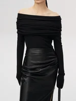 Slash Neck Sweater Women Tops Knitted Slim Basic All-match Sexy Elegant Off Shoulder Autumn Winter Long Sleeve Pullovers Female - Image 4