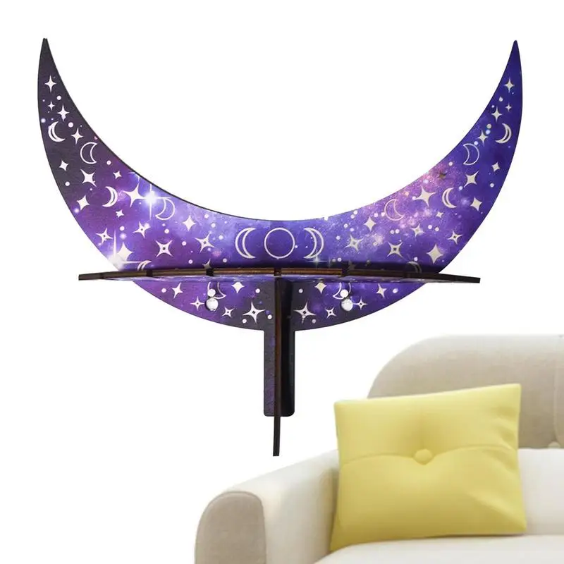 

Crescent Moon Shelf Wall Floating Wood Shelf In Moon Shape Portable Moon Pendants Reusable Wall Decor For Bedroom Dorm Living