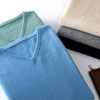 DjzDsm 100% Merino Wool Knit Sweater V-Neck Solid Color Pullover For Men's Autumn And Winter New Long Sleeved Basic Sweater 6