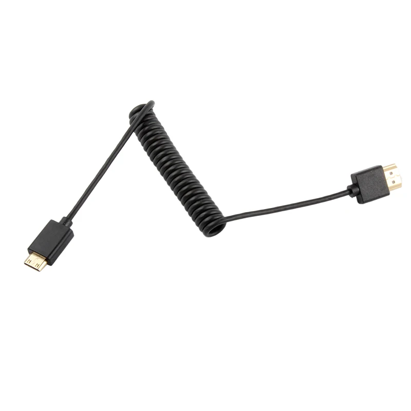 Mini HDMI to HDMI Coiled Cable for Canon EOS 6D 7D 50D 60D 60Da M M2 EOS 5D Mark II III 70D 100D 500D 550D 600D 650D 5D2 5D3