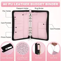 New A6 Budget Binder with Zipper, 6 Ring Refillable Planner Binder Cover for Cash Budget System, PU Leather Personal Organizer 3