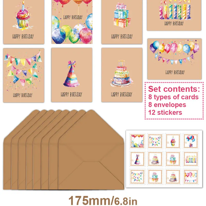 DIY Cartoon Birthday Greeting Card Set with Envelopes and Stickers – Fun and Creative C... - SKU BGCS0003 - UGI Packaging