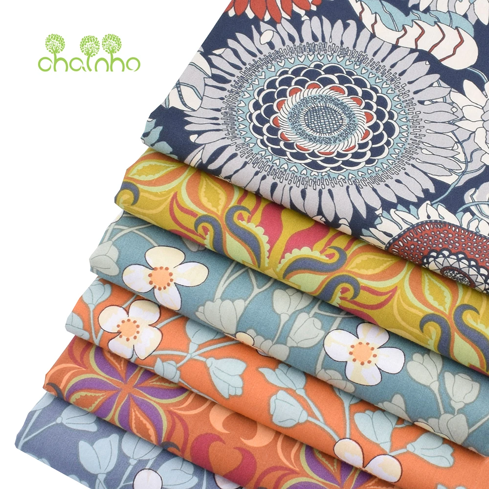 Chainho,Floral Series.Printed Twill Cotton Fabric,Patchwork Cloth,DIY Sewing Quilting Home Textiles Material For Baby&Children's