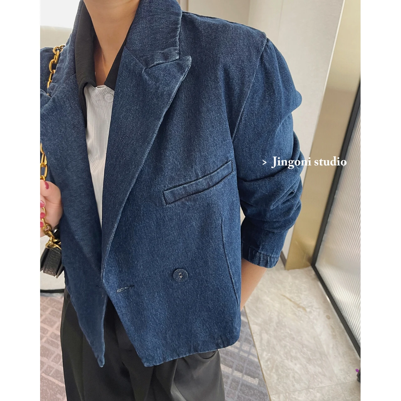 Women Denim Jacket Blazers Clothing 2023 Suit Korean Style Tops Fashion New Summer Oversize Chic Elegant Luxury Linen Cropped