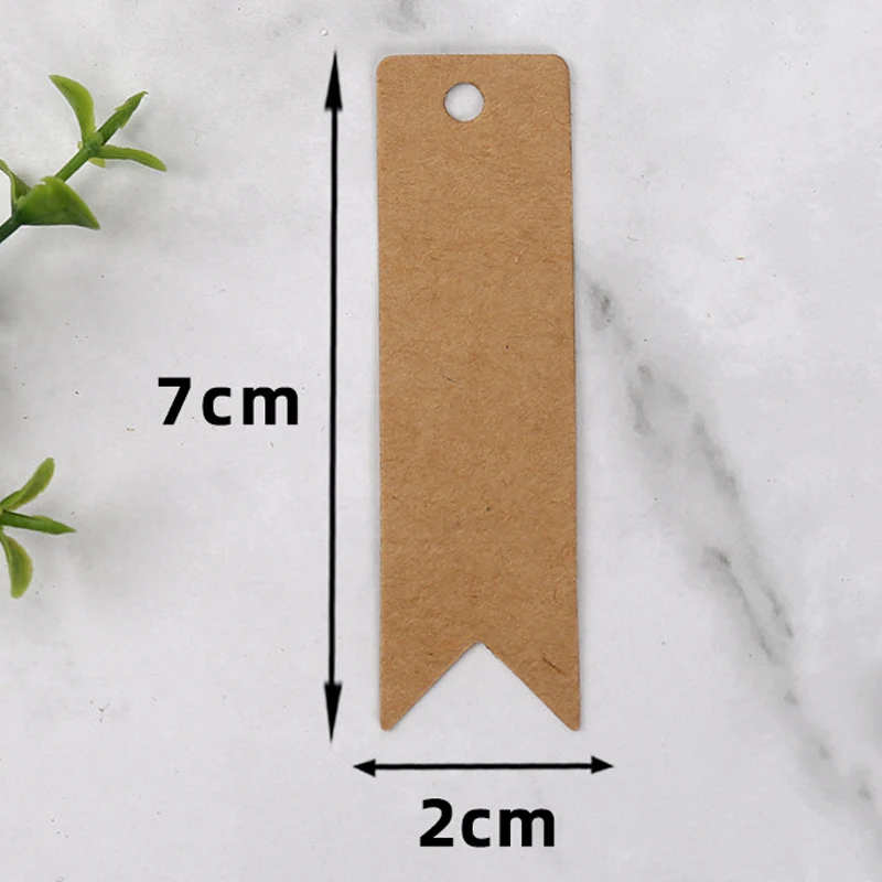 50-100pcs 7x2cm White Kraft Paper Tags Blank Handmade Gift Hang Tag Labels Jewelry Box Card Bags Packing Decoration DIY Craft