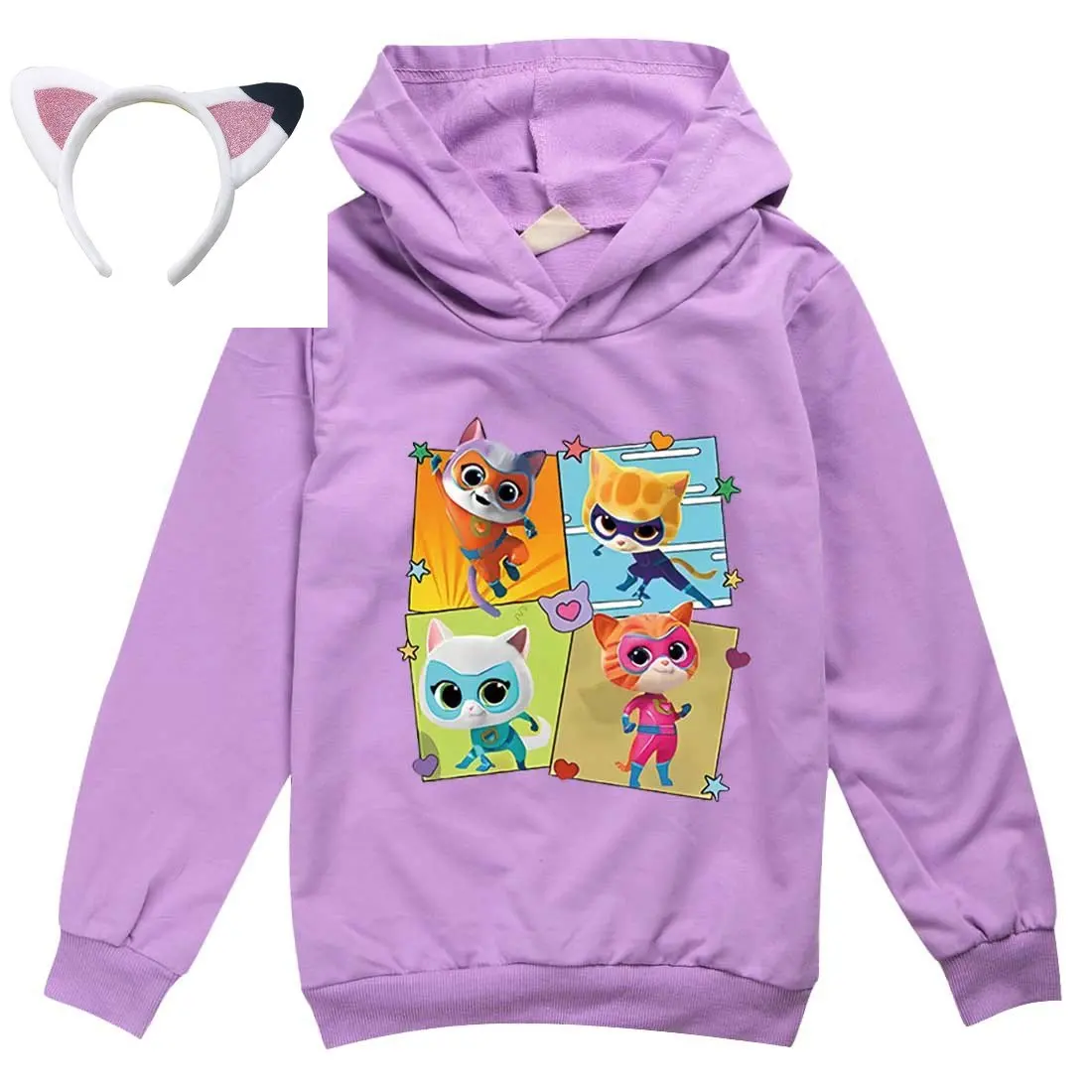 

Cute SuperKitties Cosplay Costume Kids Hoodies & Sweatshirts Baby Girls Long Sleeve Hoody Sweater Teenager Boys Casual Outerwear