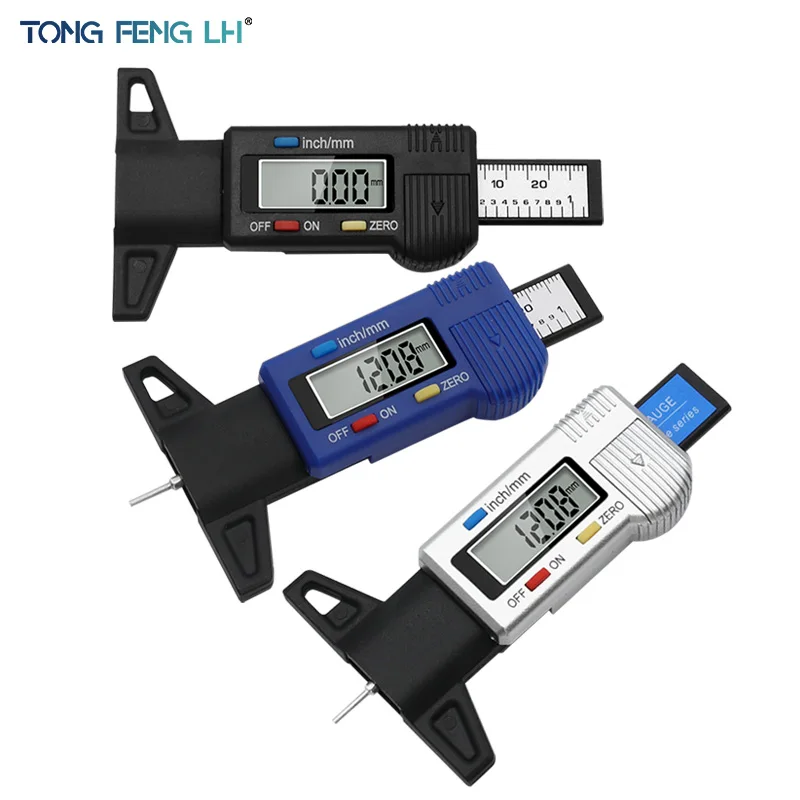 Medidor de profundidade do passo digital para o medidor de pneu do carro calibres de espessura do pneu do automóvel ferramentas de medição de detecção de desgaste de pneus