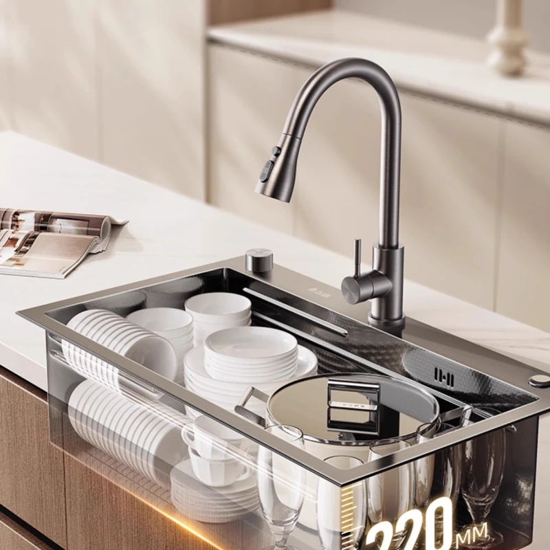 304 Stainless Steel Kitchen Sink Large Single Bowl Undermount Home Dishwasher Basin Thickened Wash Basin Countertop Sink  cocina