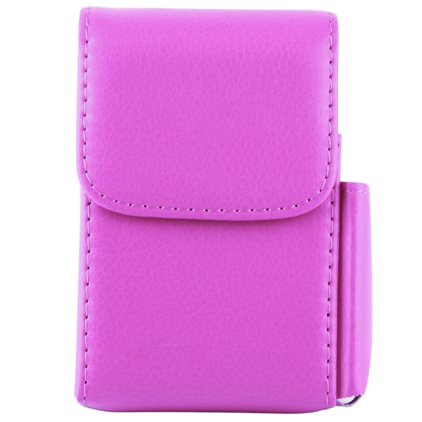 Elegant PU Leather & Stainless Steel Cigarette Holder with Built-in Lighter - Stylish and Portable Design