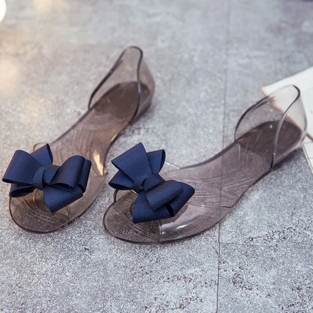 

Fish Mouth Shoes Women Transparent Bowknot Sandals Summer Open Toe Beach Sandalias 2022 Casual Wedges Sandal New Female Footwear