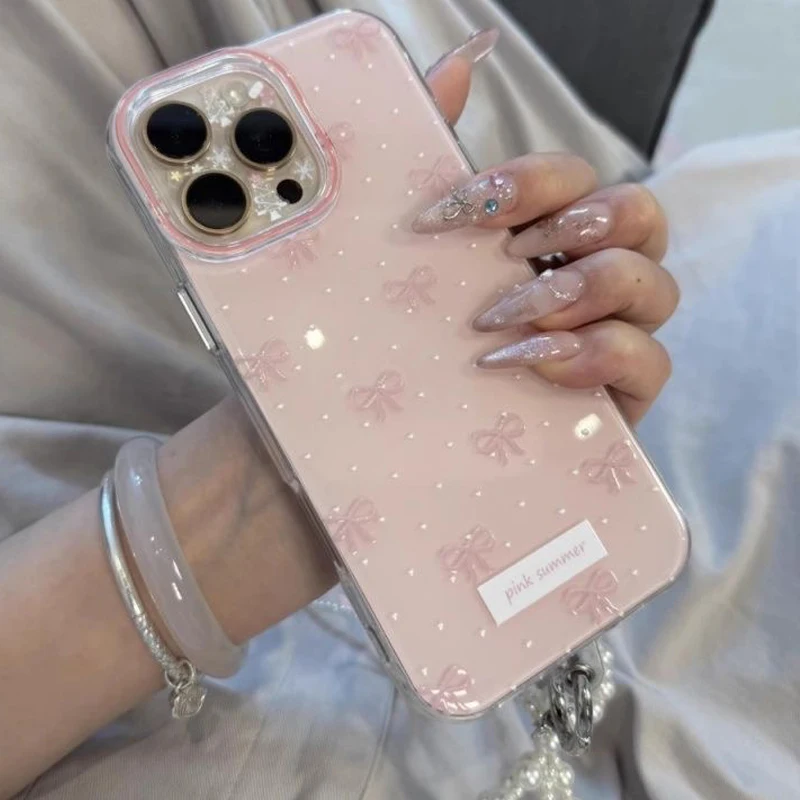 Charming Pink Bowknot Pattern Shockproof Soft Phone Case
