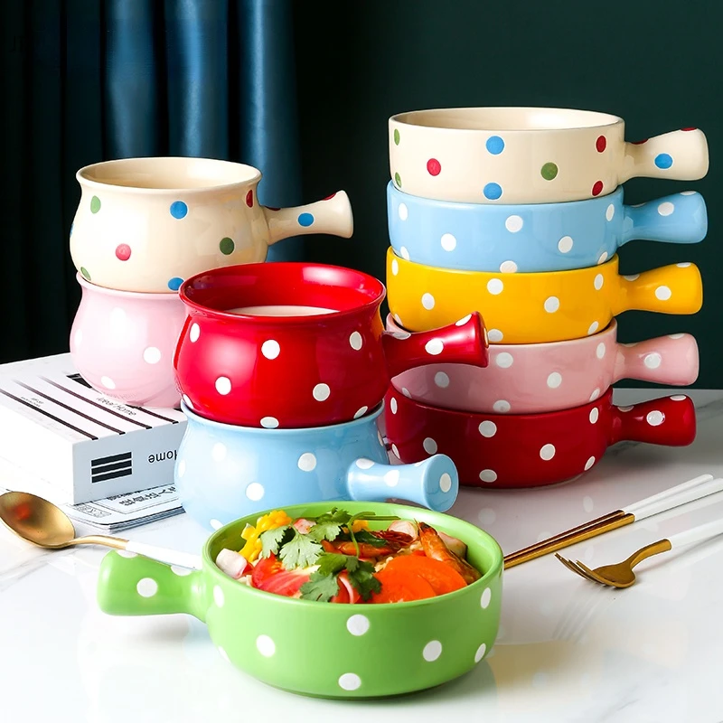 Ceramic Dishes Handle Bowl Ceramic Kitchen Tableware Ceramic Bowl
