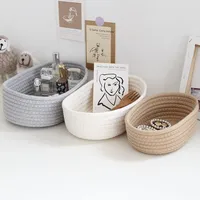 면 끈 수납함 Nordic Cotton Rope Woven Storage Baskets Organize Boxs Desktop Sundries Organize Basket Sundries Key Cosmetics Storage 2
