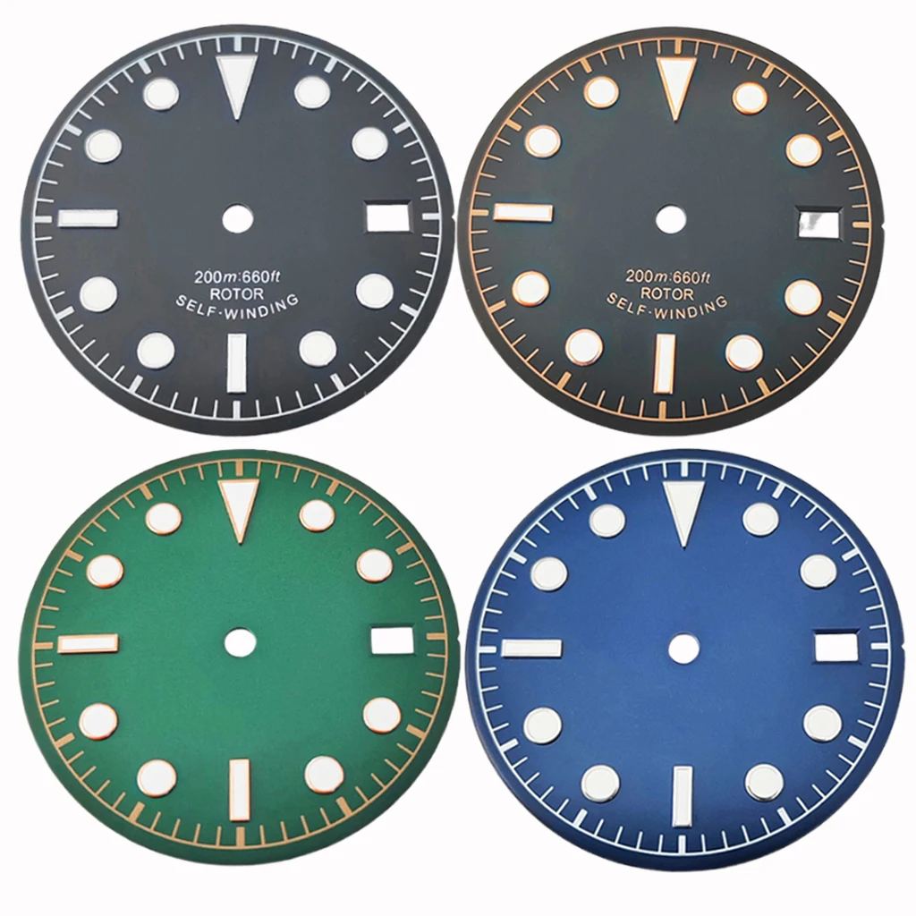 Sterile Green Luminous Watch Dial with Date Window, 30.5mm