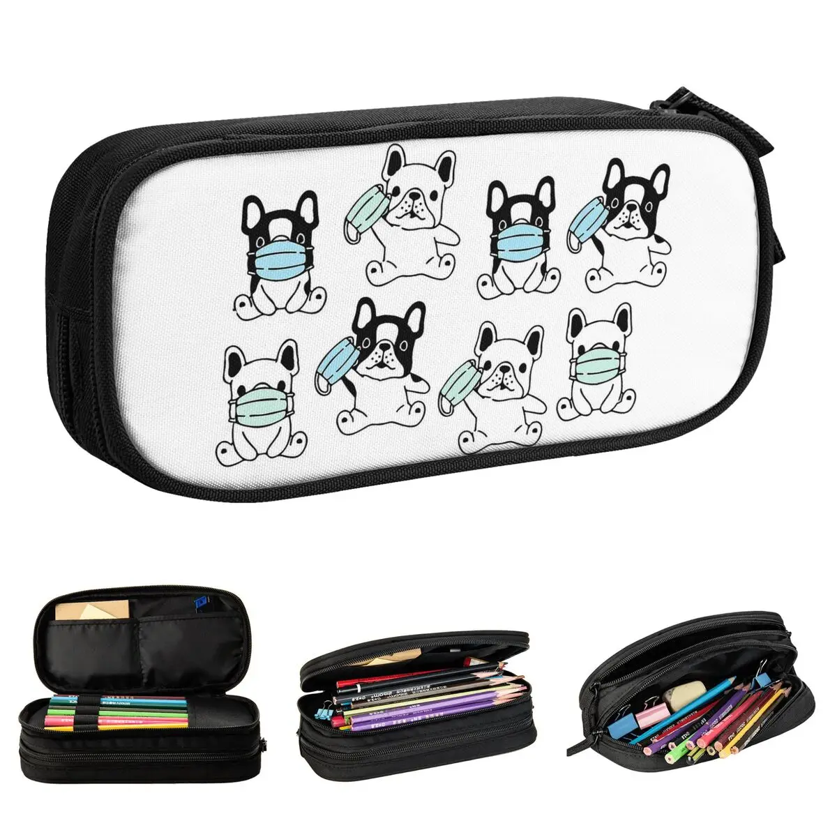 

French Bulldog Pencil Cases Dogs Lover Pencilcases Pen Holder for Girl Boy Big Capacity Bag Students School Gifts Stationery