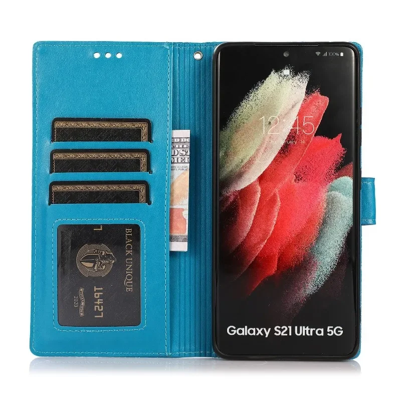 Premium Embossed Leather Wallet Phone Case with Card Holder