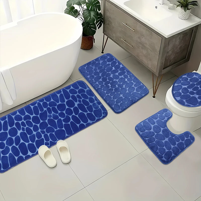 Description Picture 5 of itemCobblestone Bathroom Mat Super Absorbent Bath Carpet Washing Machine Non-slip Quick-drying Floor Rug Toilet Lid Cover Toilet Mat