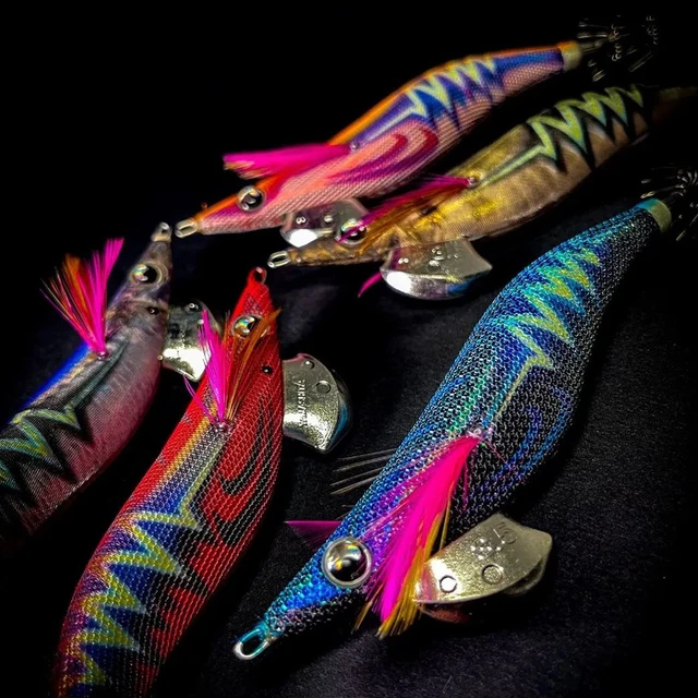 Squid Bait 2.5# 3.0# 3.5# Artificial Wood Shrimp Jigging Lures Slow Sinking  Squid Hooks Sea Fishing Octopus Cuttlefish Luminous - AliExpress