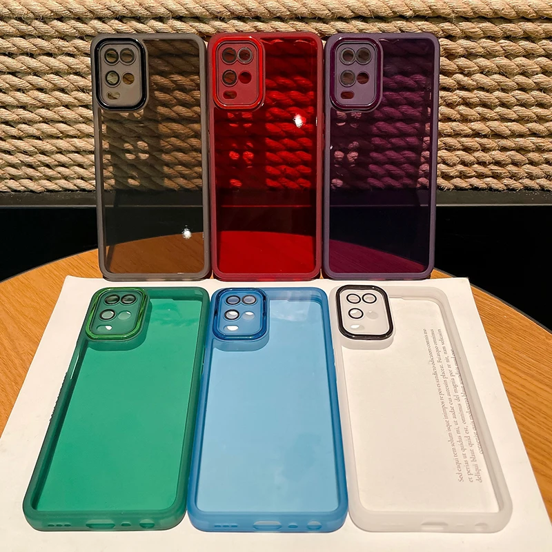 Translucent Soft TPU Phone Case with Lens Protection - Solid Color Design