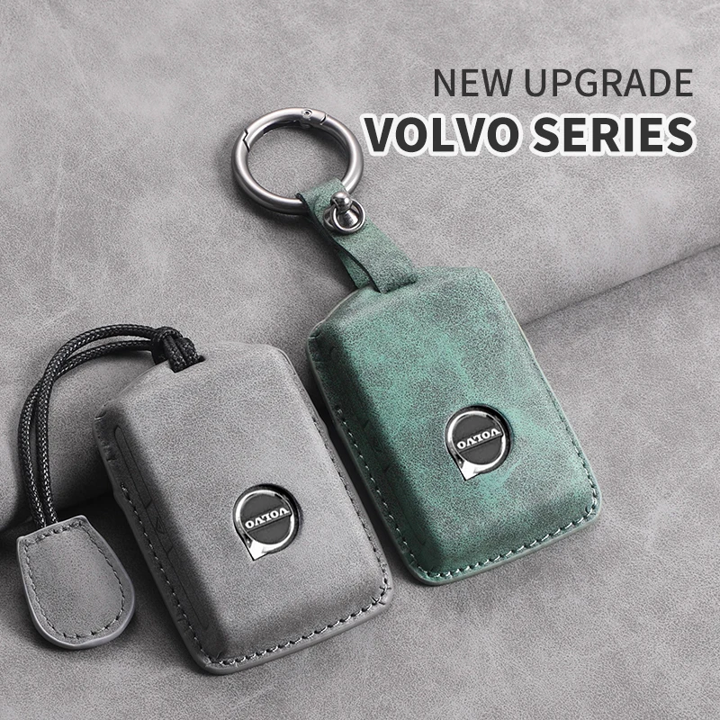 Custodia Portachiavi In Pelle E Alluminio Per Volvo XC90, XC60, XC40, S60, S90, V60, V90, Polestar 1 E 2 - Protezione Antigraffio Con Portachiavi